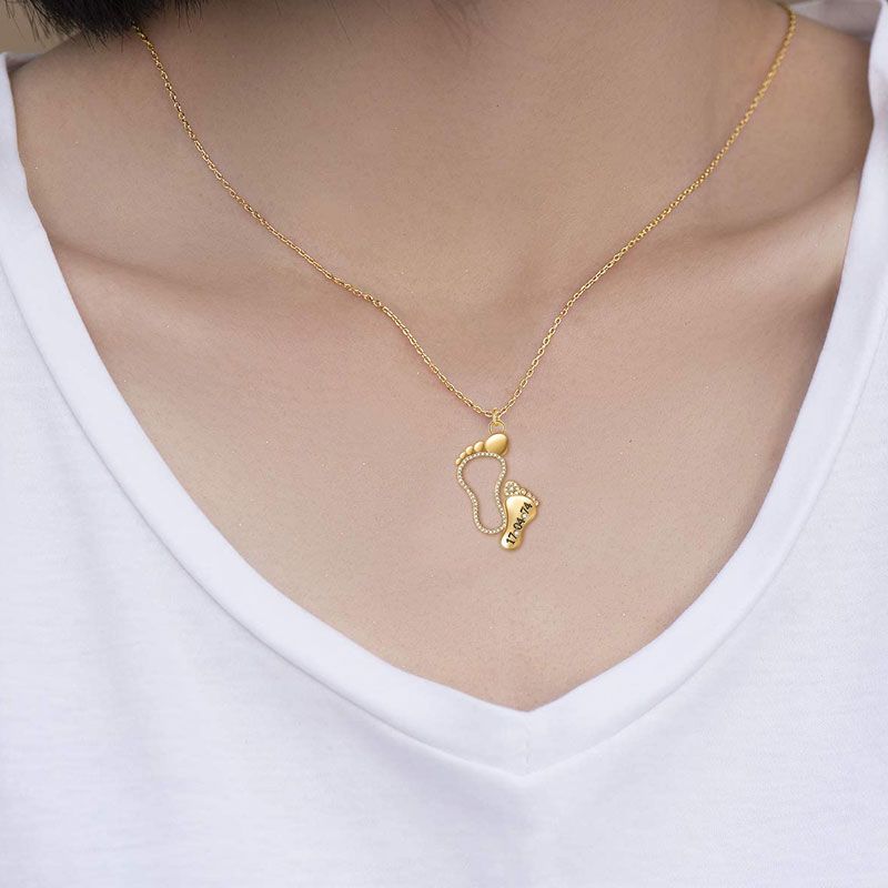 Custom Date Baby Feet Necklace