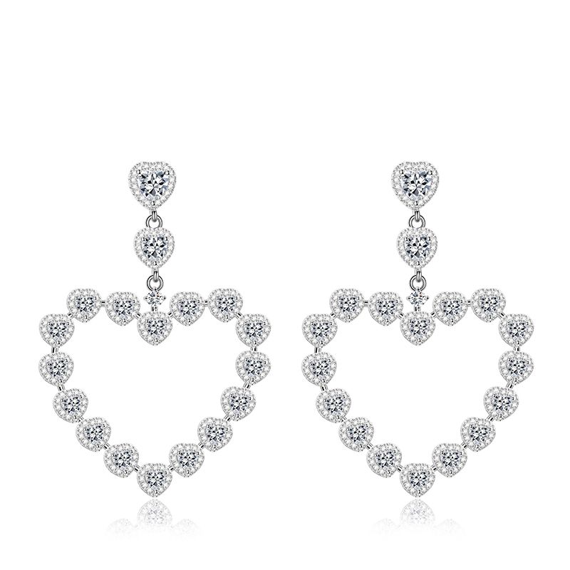 Heart Diamond Dangle Earrings