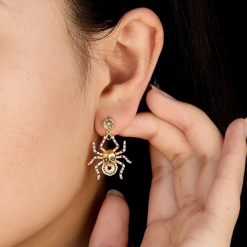 Spider Skull Earrings