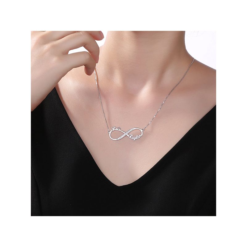 2 Names Infinity CZ Necklace