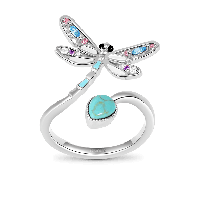 Turquoise Dragonfly Adjustable Ring
