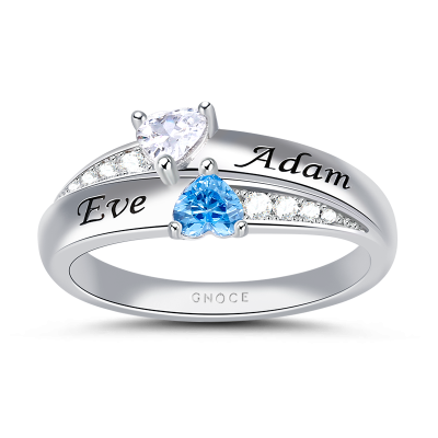 Double Heart Stones Ring
