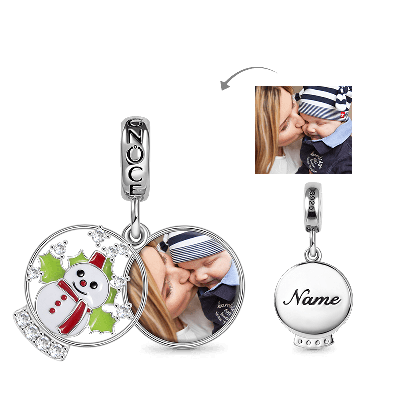 Snowman Engravable Photo Pendant