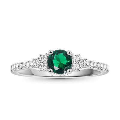 Round Cut Emerald Ring