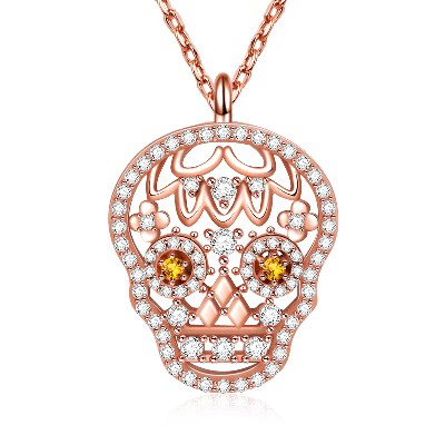 Rose Gold Skull Necklace