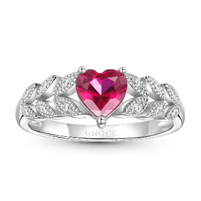 Three Prong Heart Garnet Ring