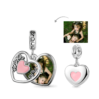 Sister Heart Photo Pendant