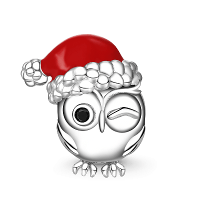 Owl with Santa Hat Charm