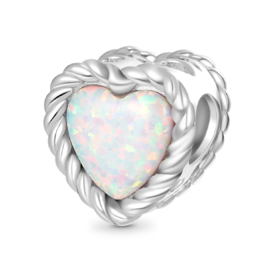Opal Heart Charm