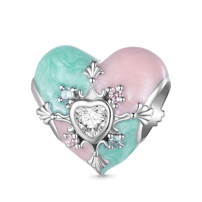Easter Cross Heart Charm