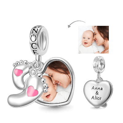 Footprints Engravable Photo Pendant