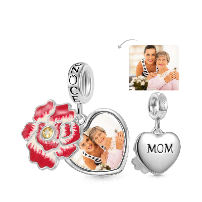 Flower Heart Photo Pendant