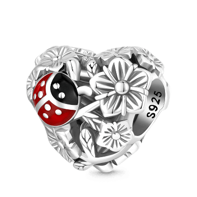 Ladybug Loves Flowers Charm