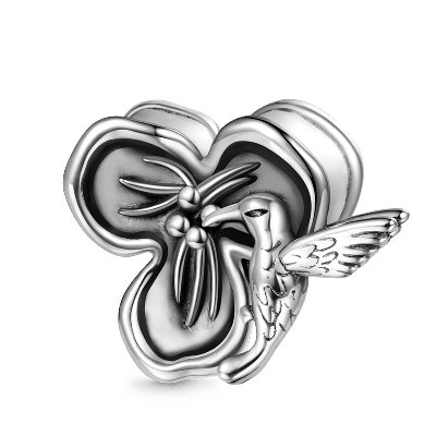 Hummingbird Loves Flower Charm