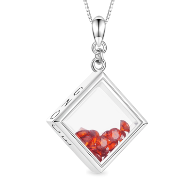 Square-shape Birthstone Necklace