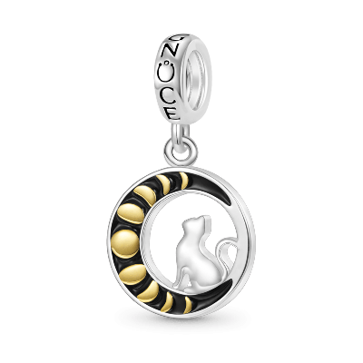Moon Phase Cat Pendant