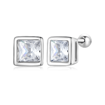 Princess-Cut Stud Earrings