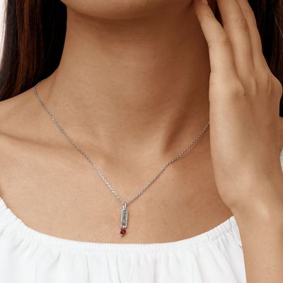 Bar Birthstone Engravable Necklace