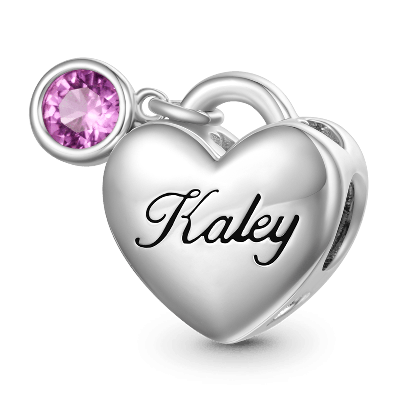 Birthstone Engravable Heart Charm