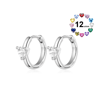 Birthstone Heart Hoop Earrings
