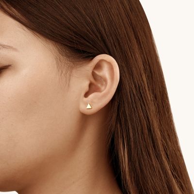 Gold Triangle Stud Earrings