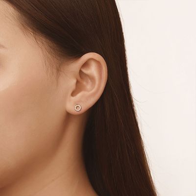 Pave Disc Stud Earrings