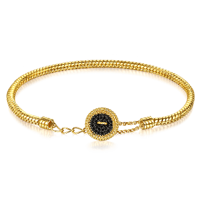 Black Button Basic Bracelet