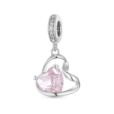Pink Heart Ribbon Pendant