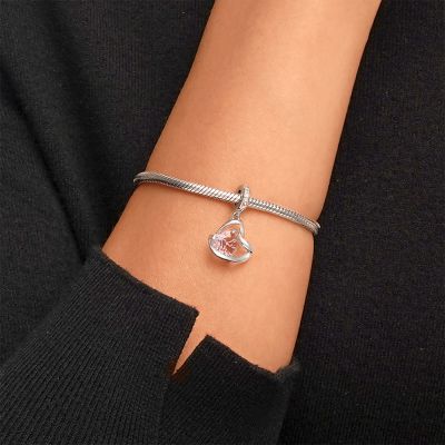 Pink Heart Ribbon Pendant