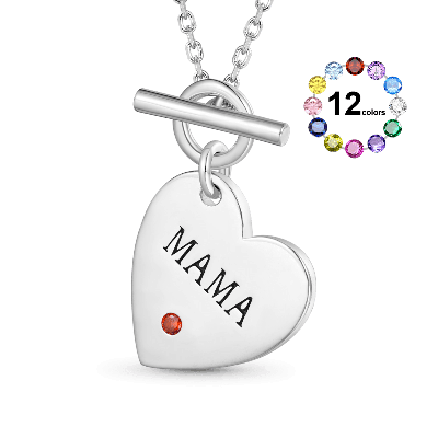Birthstone Heart MAMA Necklace