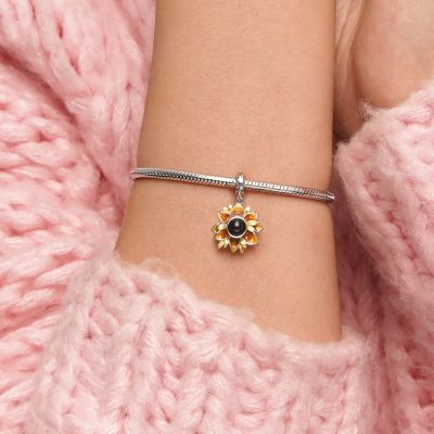 Projection Sunflower Photo Pendant