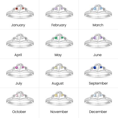 Double Heart Birthstone Ring