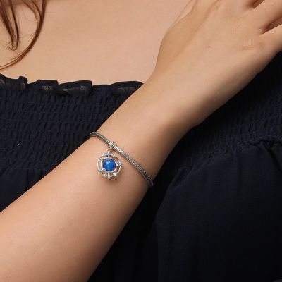 Rotatable Blue Agate Galaxy Pendant