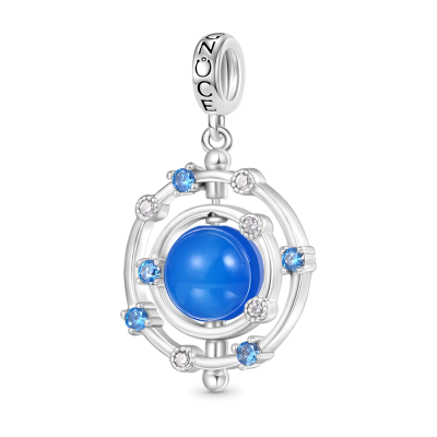 Rotatable Blue Agate Galaxy Pendant