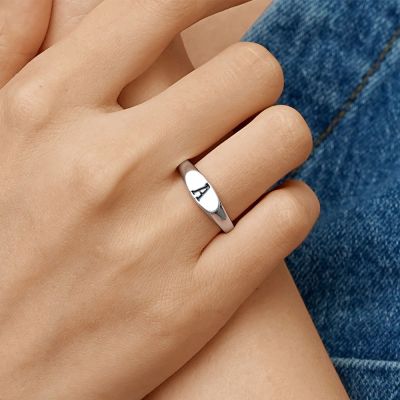 Letter Silver Ring