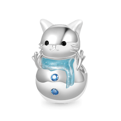 Christmas Cat Snowman Charm