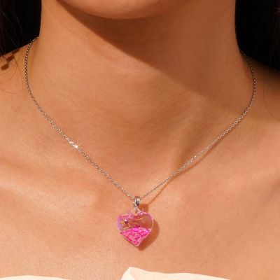 Pink Glitter Heart Pendant