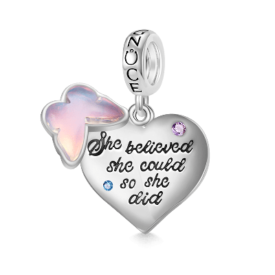 Purple Butterfly Heart Pendant