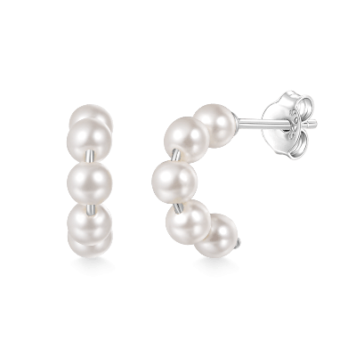 Pearl Open Hoop Earrings