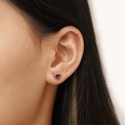 Heart Birthstone Stud Earrings