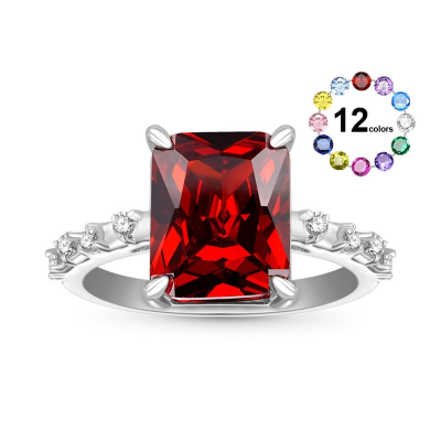 Rectangular-Cut Birthstone Ring