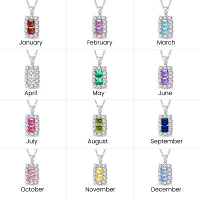 Square Birthstone Necklace