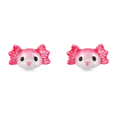 Pink Axolotl Stud Earrings
