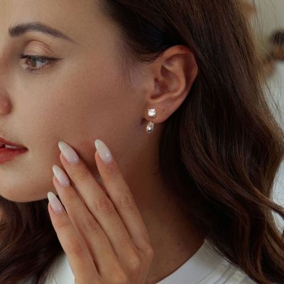 Drop Diamond Stud Earrings