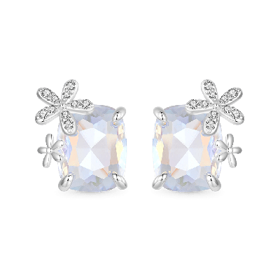 Fantasy Flower Zircon Stud Earrings