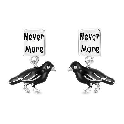 Allan Poe 'Nevermore' Crow Stud Earrings