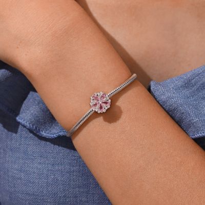Pink Gemstone Flower Charm