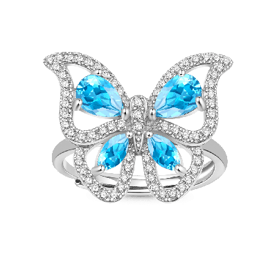 Blue Topaz Butterfly Ring