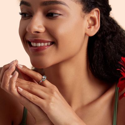 Green Moss Agate & Fire Opal Ring