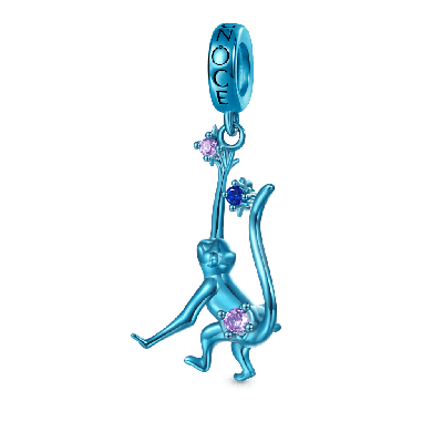 Blue Candy Monkey Zodiac Pendant